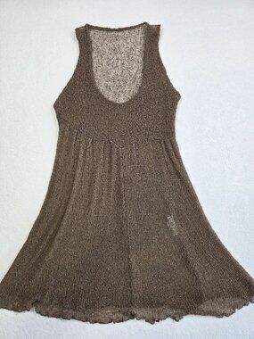 Sleeveless Brown Knit Womens Dress Swim Coverup Nirvana Designs Small Boho
